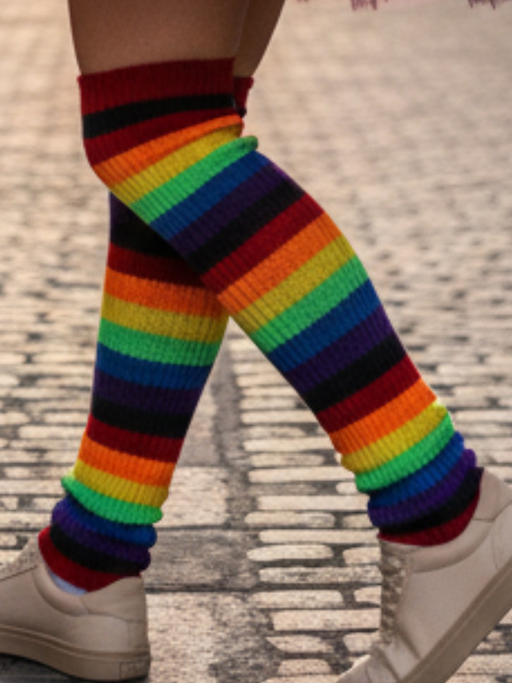 Rainbow Stripe Leg Warmers - Multicolor